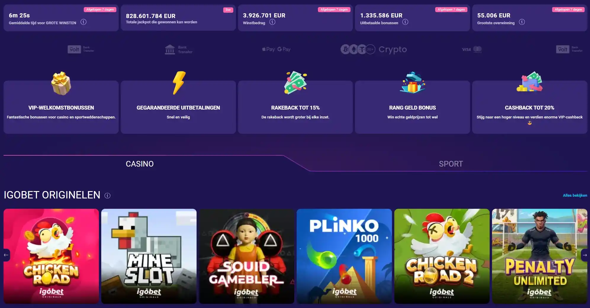 IgoBet Casino Startpagina